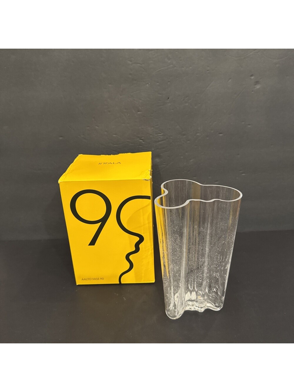 Iittala Alvar Aalto Bubble Glass Wave Vase 201 mm Finland Signed 7 7/8” H